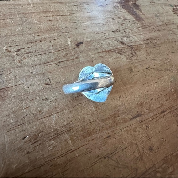 Vintage Sterling Silver Sonoran Gold Turquoise Heart Ring NA S: 6.25 - Picture 8 of 9